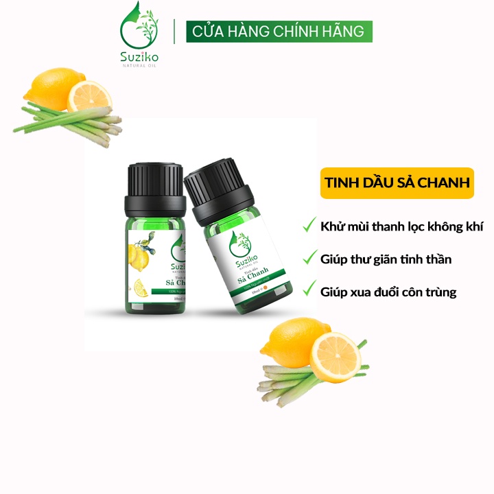 Tinh dầu Sả Chanh đuổi muỗi, tốt cho răng miệng loại 10ml Suziko