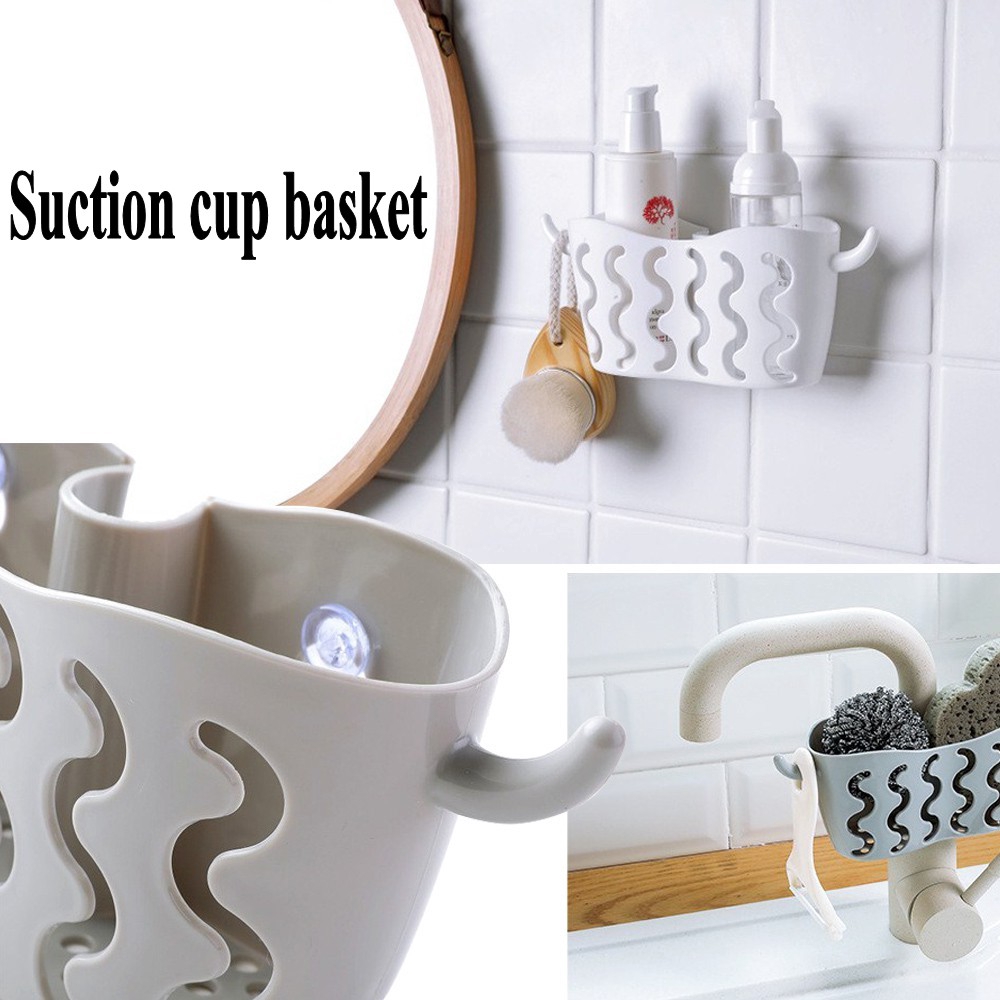 Kitchen  Sink Strainer Drain / Punch-free Suction Cup Storage Hanging Basket / Dish Cloths Rack / Vegetable Fruit Drainer Filter Shelf / Suction Sponge Storage Shelves / Kitchen  Sink Tools