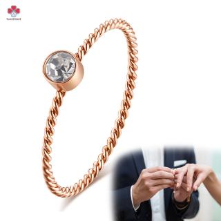 Nhẫn Thép Titan Màu Vàng Hồng Đính Đá Thời Trang Cho Nữ
