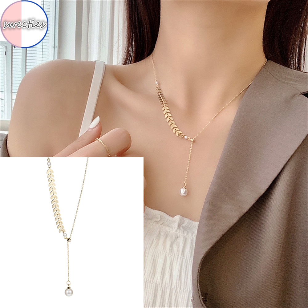 Vòng cổ hợp kim đính ngọc trai nhân tạo xinh xắn thời trang cho nữ