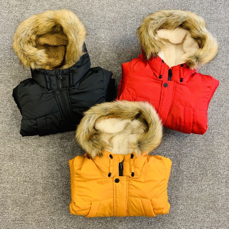 Áo phao Parka Zara lót lông cừu cho bé