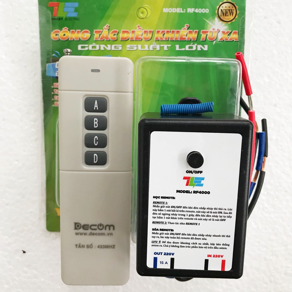 [CHÍNH HÃNG] Công tắc điều khiển từ xa công suất lớn 4000W BH 12 Tháng