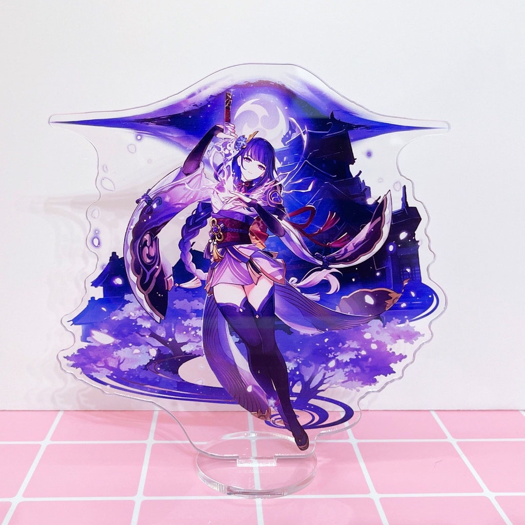 Mô hình standee genshin impact nhiều mẫu có nền nhân vật game Hutao, Zhongli, Miko, Raiden Shogun...v.v