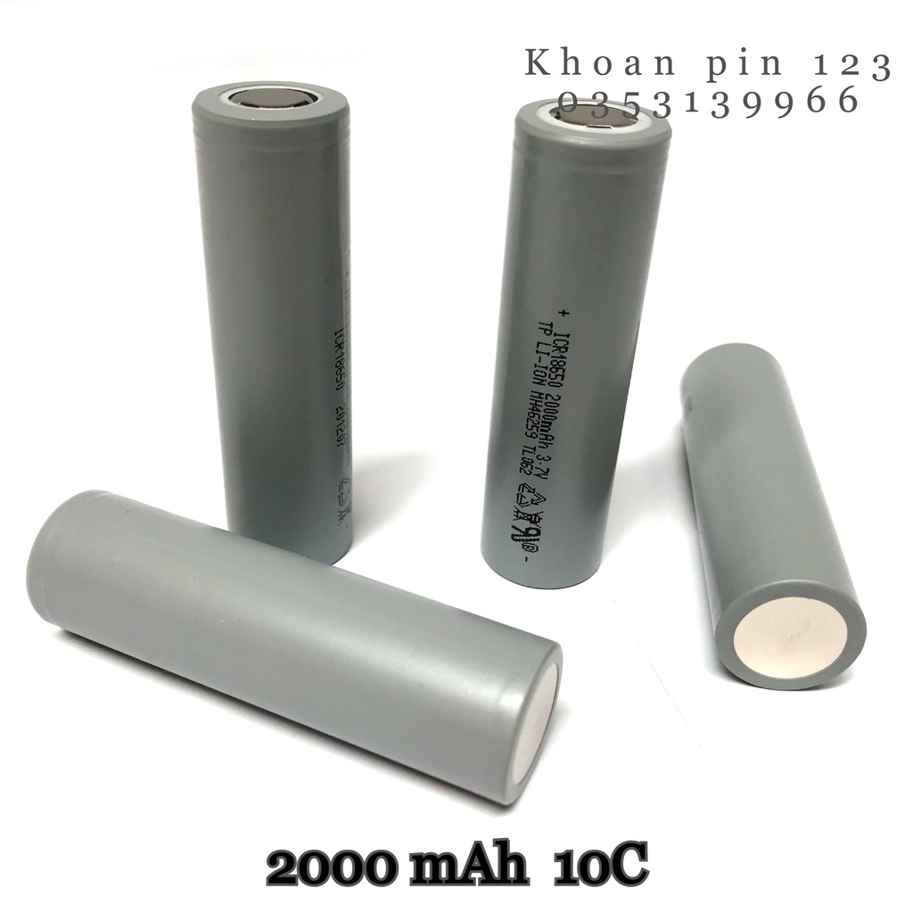 Cell pin li-ion 18650 2000 mAh 10c dòng xả cao, dung lượng chuẩn, pin xám ICR18650