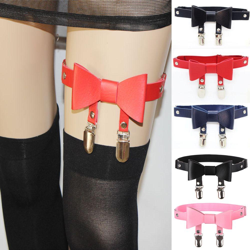 Maxg Đai Nịt Tất Đùi Giả Da Đính Nơ Phong Cách Gothic Thời Trang Cho Nữ