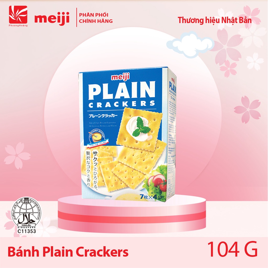 Bánh Quy Lạt Plain Vị Nguyên Bản/Vị Yến Mạch Meiji Cracker 52g/104g Nhật Bản