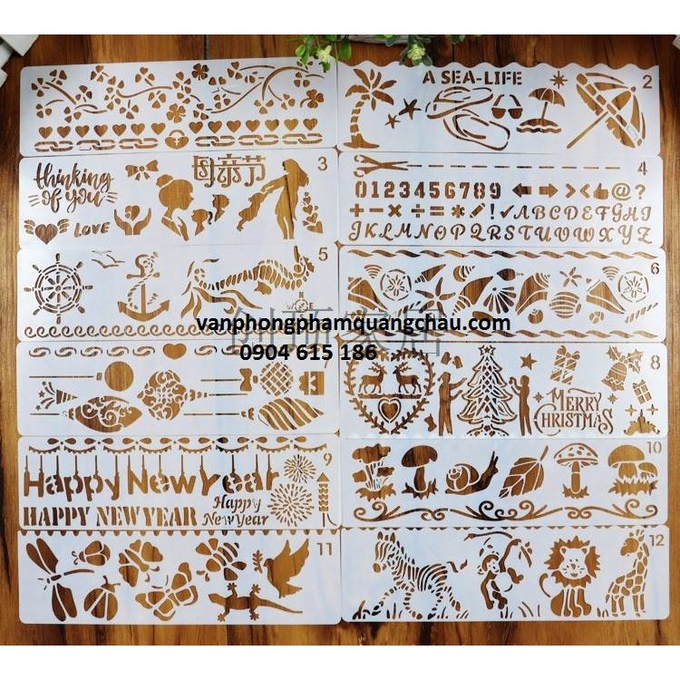 Pet Stencil - Khuôn hình trang trí, tạo viền - Bộ 08 chiếc