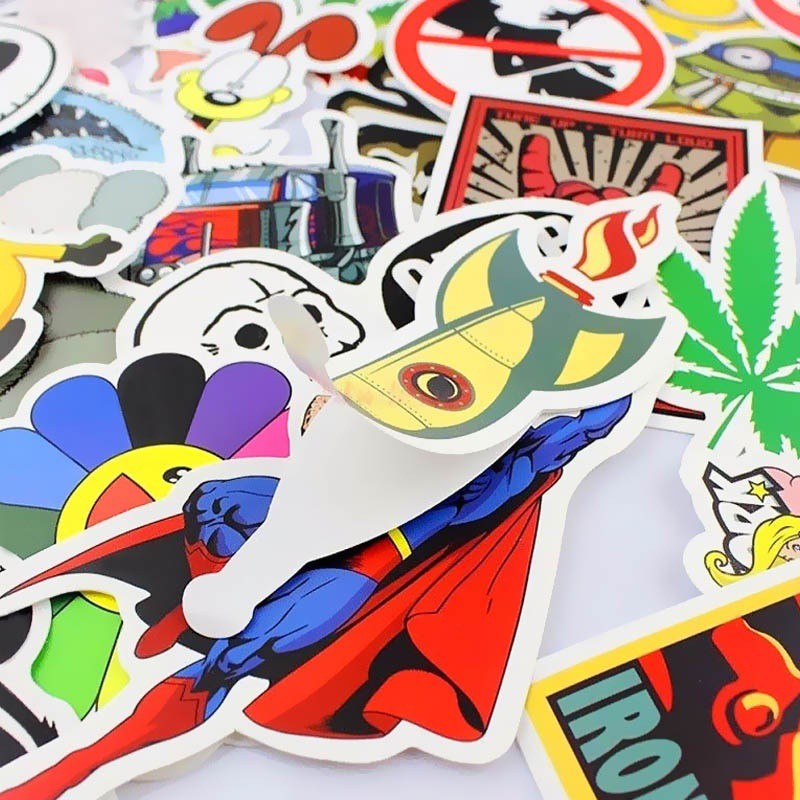 Bộ 50 Sticker hình graffiti dùng để dán trang trí laptop xe hơi ván trượt