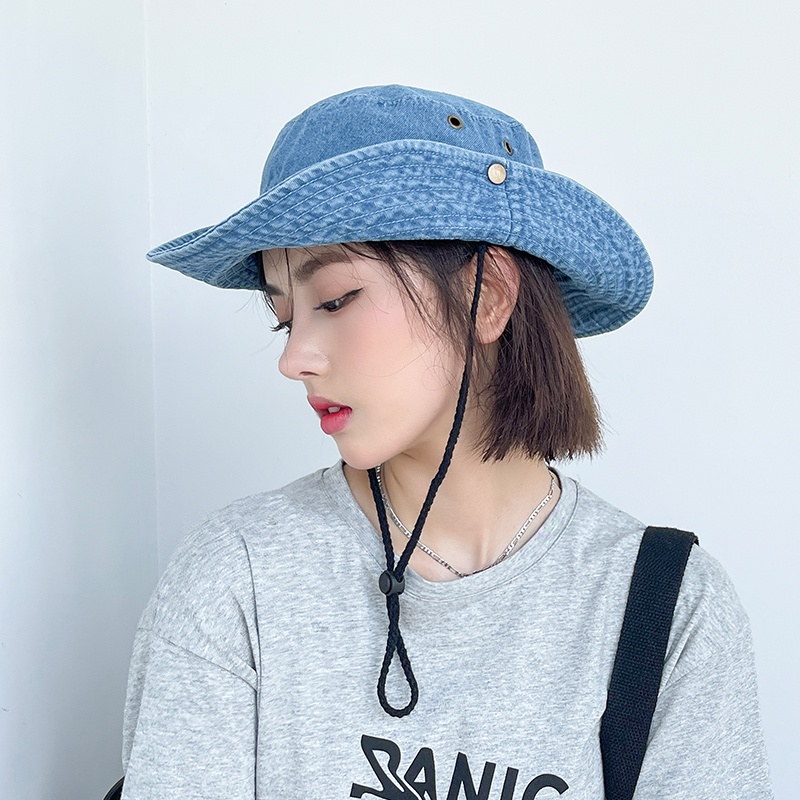 Nón Tai Bèo Vành Rộng Màu Xanh Đen Kiểu Cao Bồi Nhật Bản Thời Trang Xuân Thu Cho Nam Và Nữ