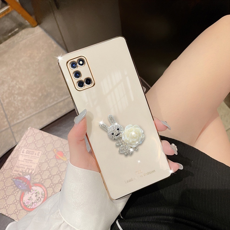 Ốp Điện Thoại Viền Vuông Mềm Trang Trí Hình Thỏ Sang Trọng Cho Samsung Galaxy A13 A23 A33 A53 A73 5G A54 A34 5G