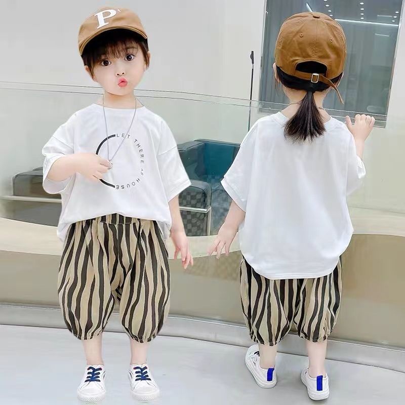 Set Áo Thun Tay Ngắn + Quần Dài Thiết Kế Mỏng Thời Trang Mùa Hè Dành Cho Bé Gái 2022