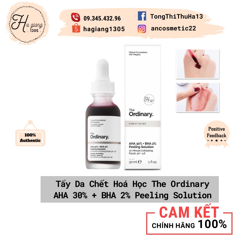 Serum tẩy tế bào chết, giảm mụn The Ordinary AHA 30% BHA 2% Peeling Solution