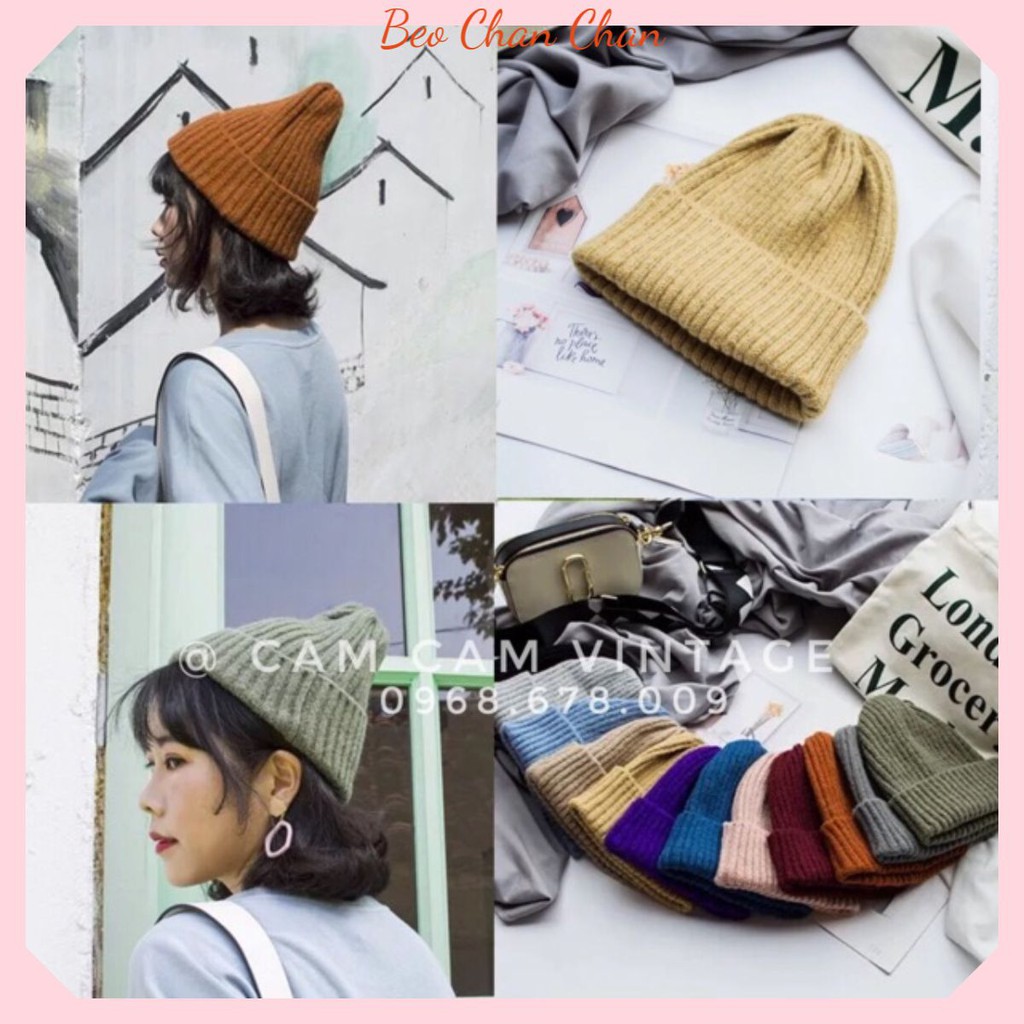 [ SẴN ] Mũ len Beanie gân xốp tone màu Vintage loại mịn xịn