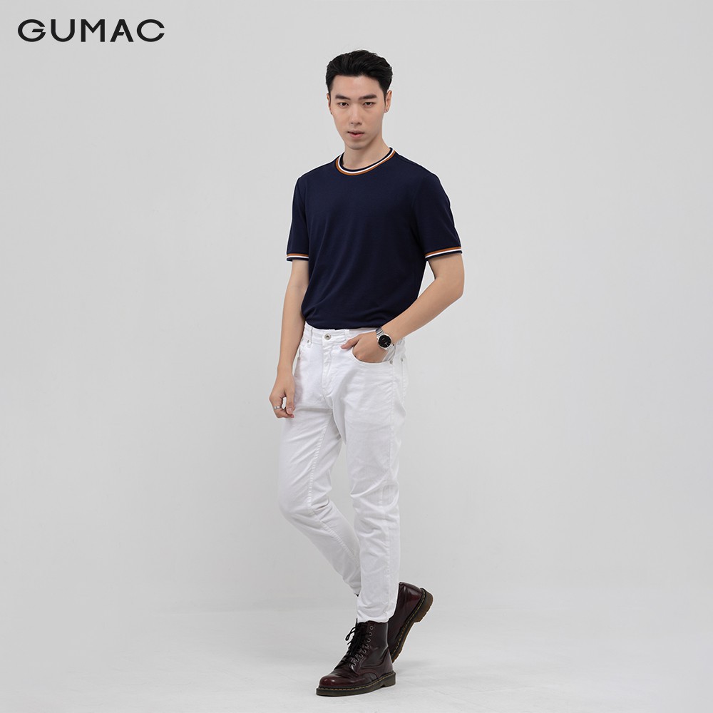 Áo thun nam phối bo kẻ GUMAC Hàn Quốc năng động, trẻ trung ATNB1184 | BigBuy360 - bigbuy360.vn