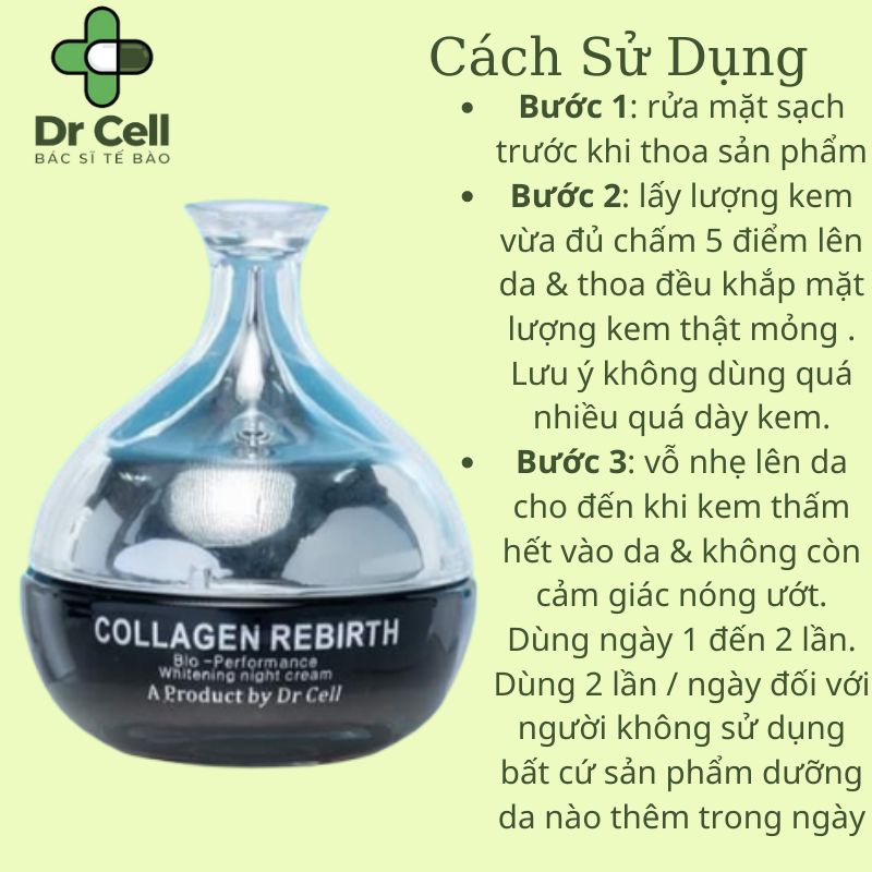 Kem dưỡng da mặt ban đêm Collagen Rebirth - dưỡng trắng , cấp ẩm, mờ nám, giảm mụn 30g