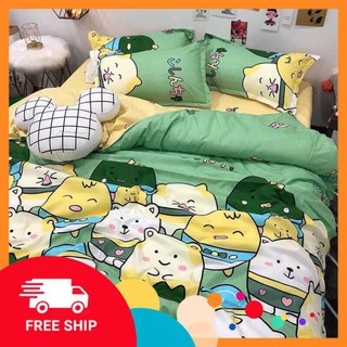 [SALE] Chăn Ga Gối Trọn Bộ Cotton Polly Doremon, Gấu, Elsa, Kitty