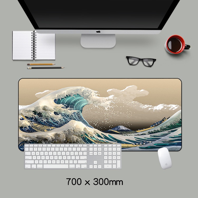 Tấm lót chuột chơi game hình sóng biển phong cách Nhật Bản nhiều kích thước