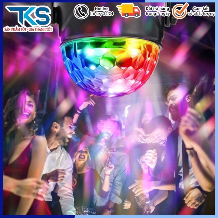 Đèn led nháy theo nhạc  sân khấu mini gia đình chớp 7 màu hiệu ứng nhấp nháy xoay theo nhạc có remote điều khiển