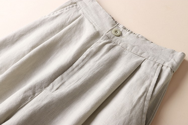 quần đũi nữ ống rộng suông dáng culottes kiểu nhật cúc khóa chun lưng mềm mát