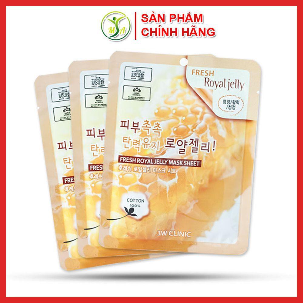 Combo 10 mặt nạ chiết xuất sữa ong chúa 3W Clinic Fresh Royal Jelly Mask Sheet