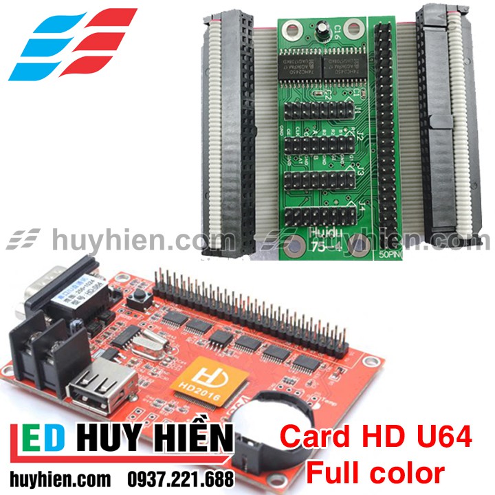 Card HD U64 + HUB75 (USB) hỗ trợ 4 tầng module led full color