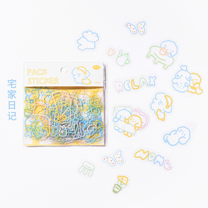 Set 40 Tấm Hình Dán Hoạt Hình Trang Trí Nhật Ký/Văn Phòng Phẩm