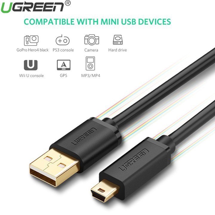 Cáp USB sang mini USB 1.5m UGREEN 10385_Hàng chính hãng bảo hành 18 tháng