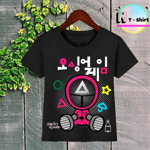 Áo thun trẻ em in hình Trò Chơi Con Mực SQUID GAME, Áo cotton xịn mặc mát thoải mái NTShirt 11