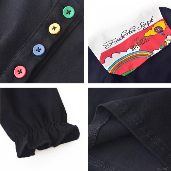 Đầm tay dài hoạ tiết hoạt hình phong cách Hàn Quốc cho bé gái