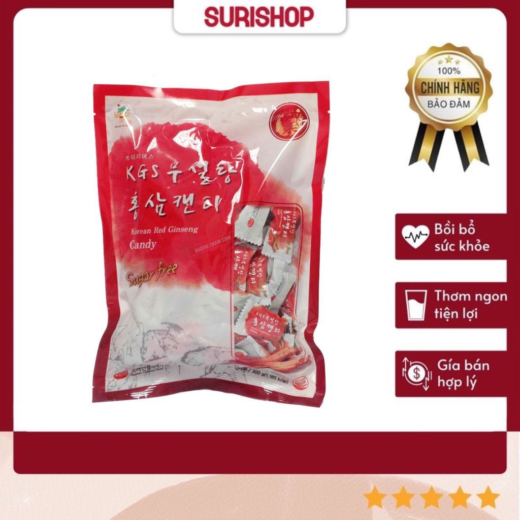 Combo 3 Gói Kẹo Hồng Sâm Không Đường Hàn Quốc Kgs 300gr Cao Cấp
