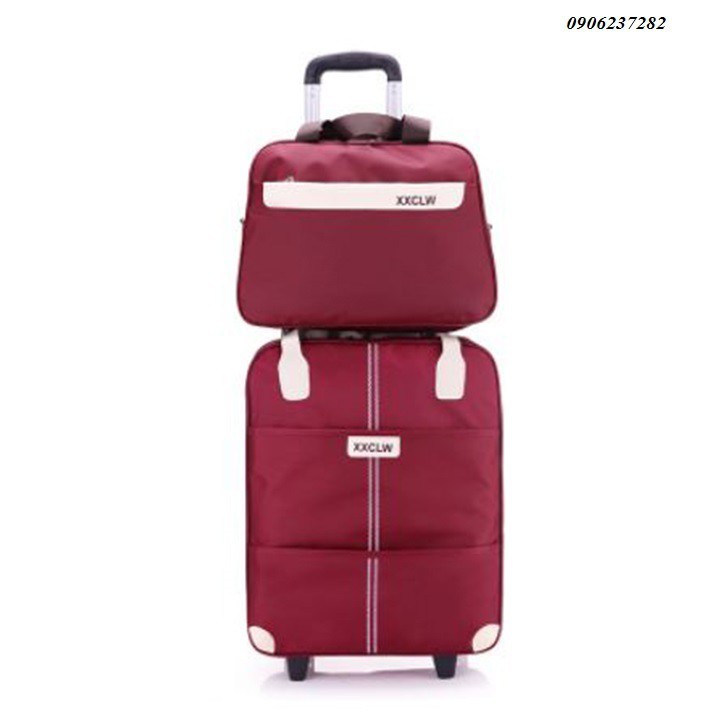 Sẵn Vali du lịch 20inch CÓ BÁNH XE KÉO TAY tặng kèm túi xách XXCLW RE0358 - vali kéo 20inch