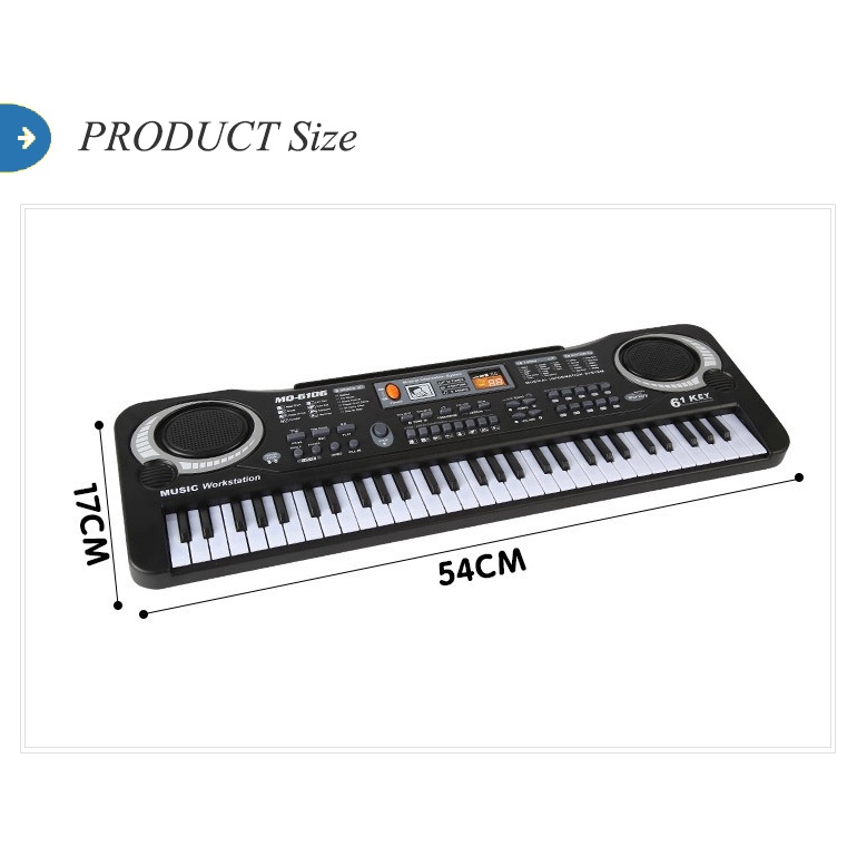 Đàn Piano Kết Hơp Organ, Đàn Điện Tử 61 Phím + Tặng Kèm Sạc Và Mic Cho Bé Hàng Cao Cấp