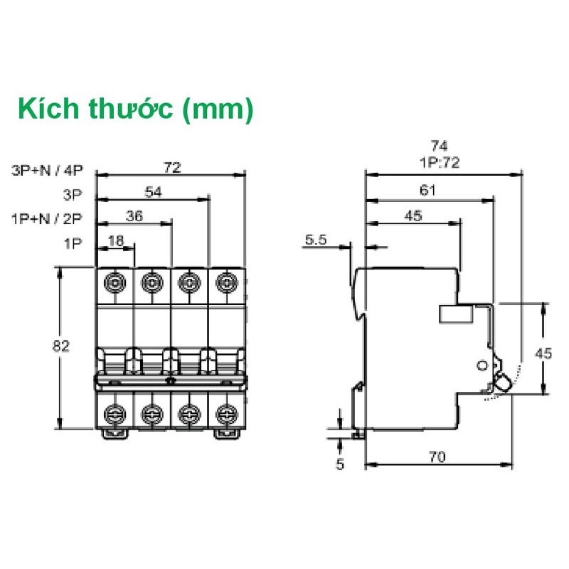 MCB CB 4P 40A Schneider Chính Hãng - Ấn Độ