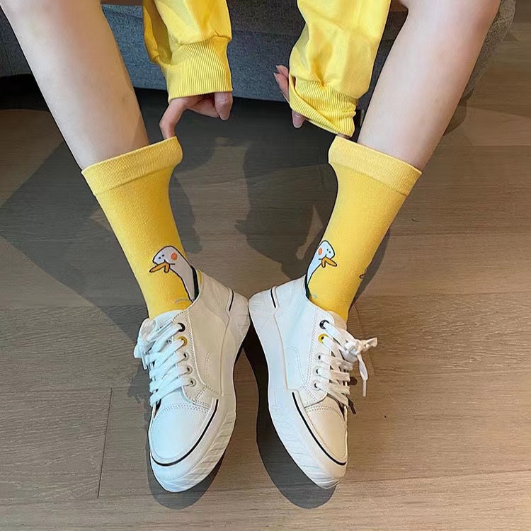 Mới Vớ cotton In Họa Tiết Vịt Con Xinh Xắn Dành Cho Nữ