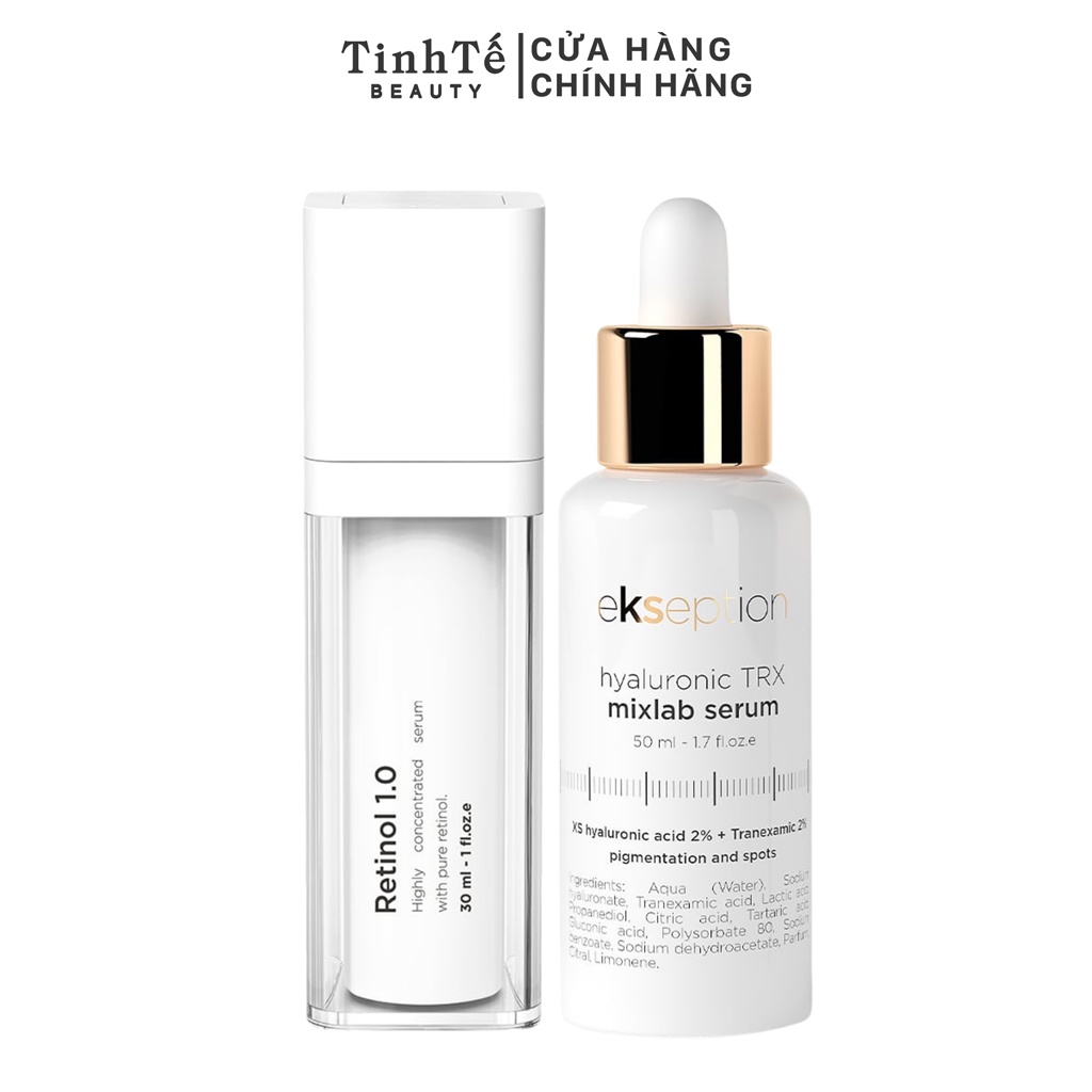 Combo mờ nám, sáng da Ekseption Hyaluronic TRX và Fusion Retinol 1.0