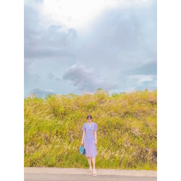 Đầm xoè tím hoa cúc
