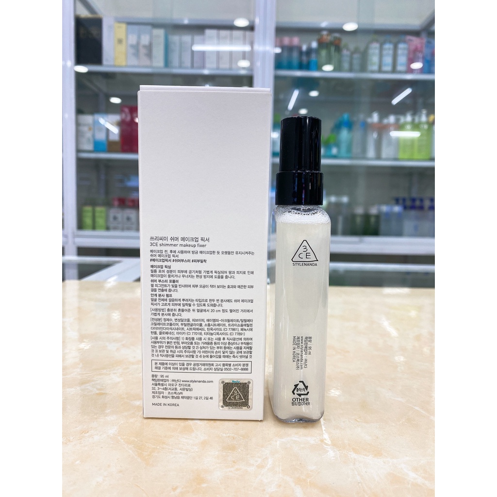 Xịt Khoáng Khóa Nền 3CE Makeup Fixer Mist - Shimmer Makeup Fixer 100ml Hàn Quốc