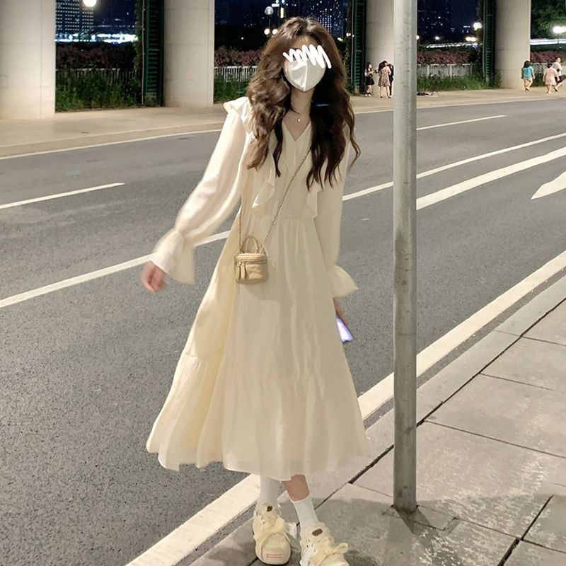 Đầm Dài Tay Phối Bèo Thời Trang Pháp Cao Cấp Cho Nữ