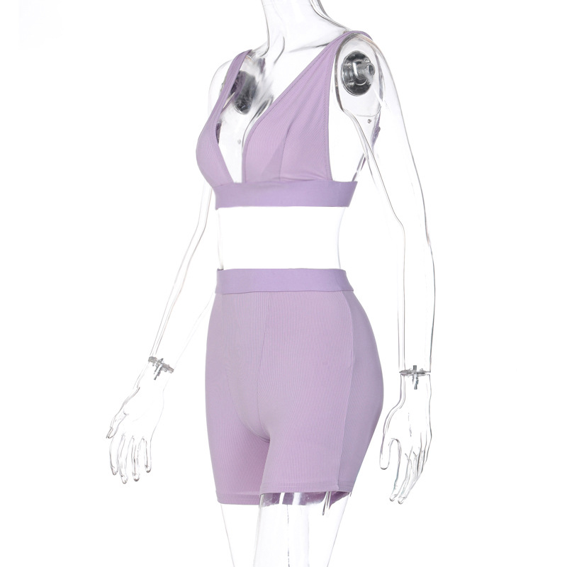 DUNEA Set Áo Dây Cổ Chữ V + Quần Short Thể Thao Thời Trang Nữ Mới