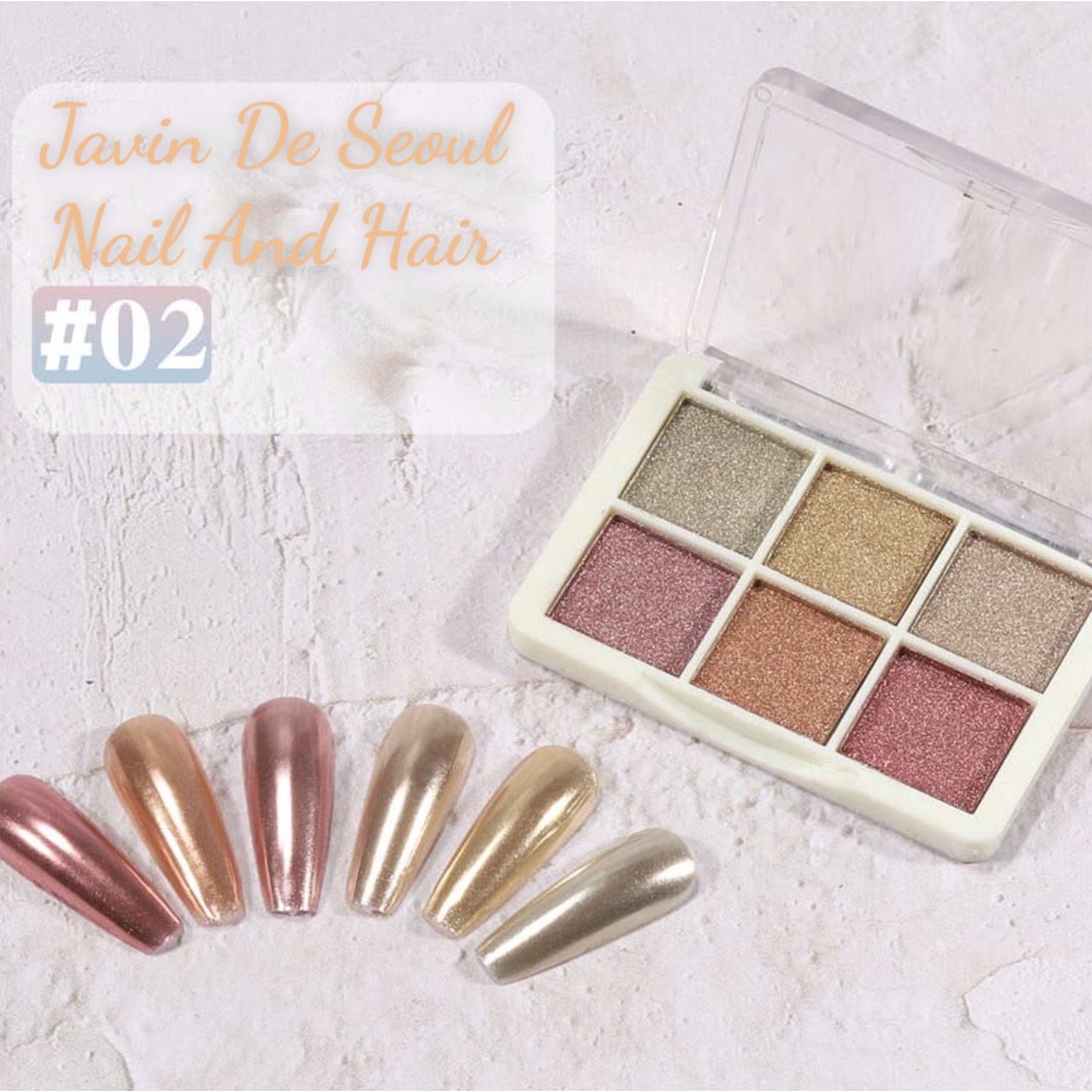 Set Bột Gương Nén 6 Màu Trang Trí Móng Siêu Đẹp Mã FS 02