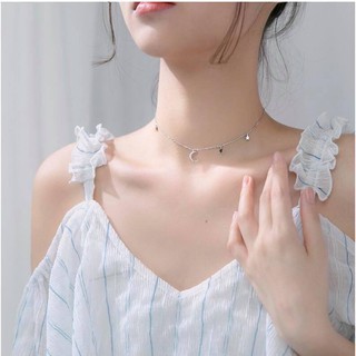 Dây chuyền trăng sao Bạc ý (khắc mã s925) nhỏ xinh cực đẹp