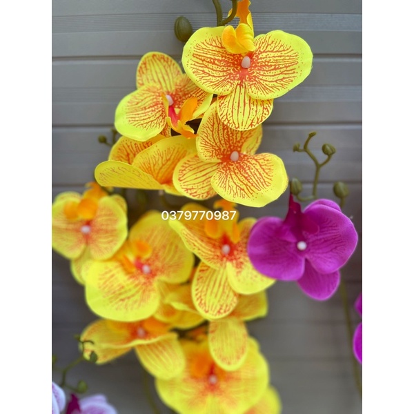 Lan hồ điệp giả 110 cm 3 nhánh cao cấp, hoa giả decor trang trí