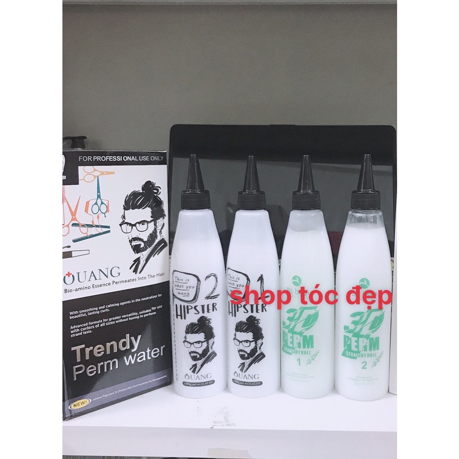 Combo Cặp uốn xoăn lạnh Quang Trendy Perm Water +chun  Giấy Uốn Xoăn Lạnh + Trục Uốn Xoăn Lạnh 300mlx2