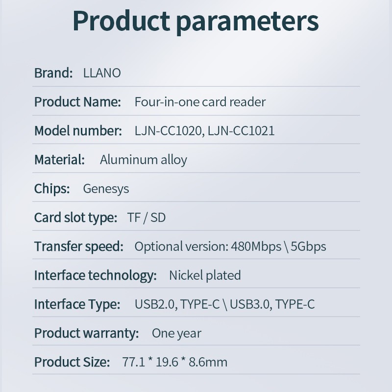 Đầu đọc thẻ llano 4 trong 1 cổng cắm USB