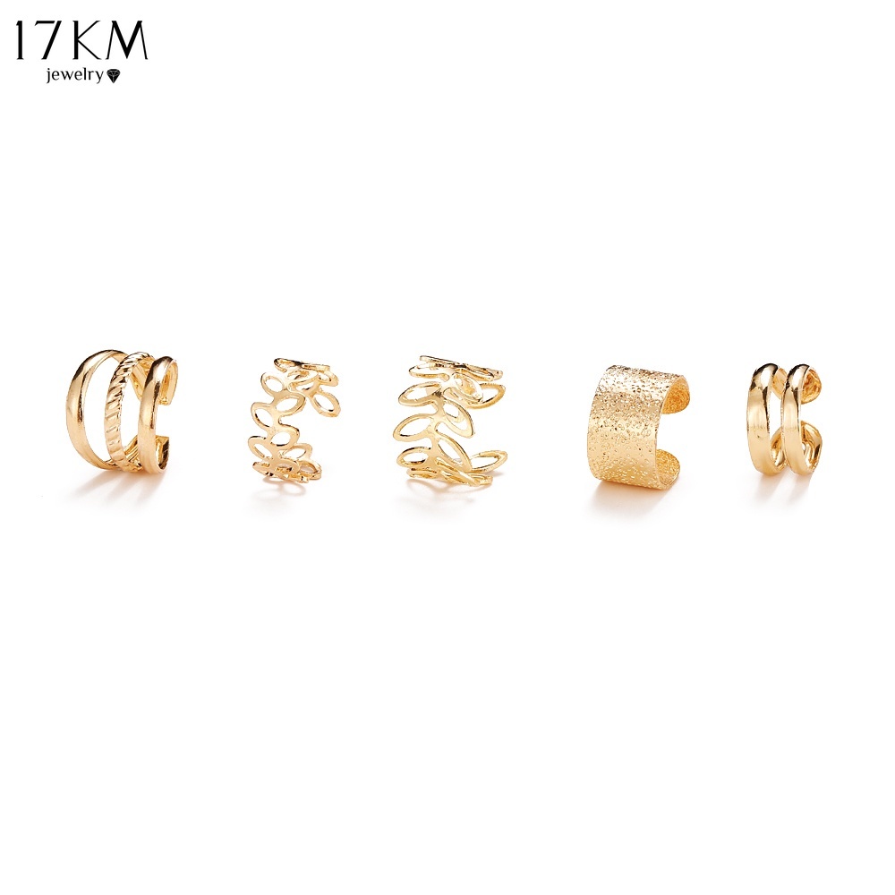 Set 5 kẹp tai 17KM không xỏ màu vàng có thể tùy chỉnh sang trọng theo phong cách Hàn Quốc dành cho phái nữ