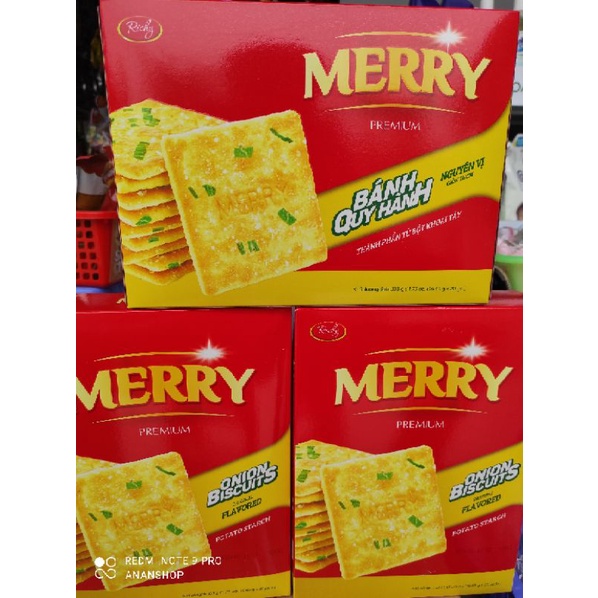 Bánh quy hành Merry Richy nguyên vị giòn thơm hộp 333g (20 gói)