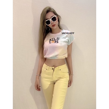 Áo F21 Croptop Bo Thun In All Is Love - 3304