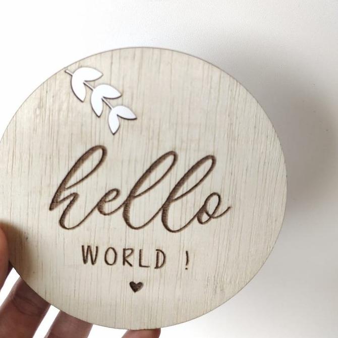 Bảng gỗ hình chữ Hello World |Đạo cụ chụp ảnh cho bé sơ sinh mới sinh |Bảng mạch chuyên dụng cho bệnh viện