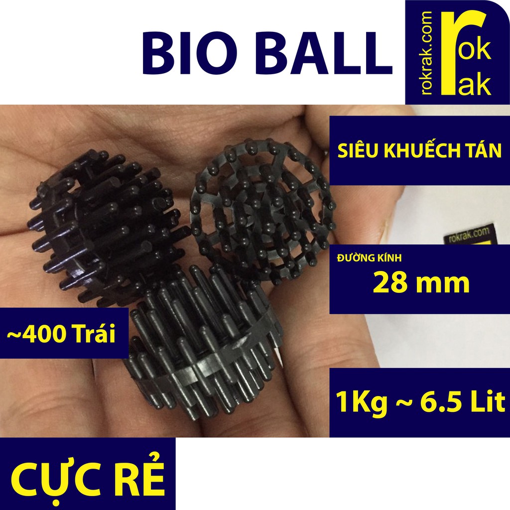 Vật liệu lọc bioball (Bio Ball) cầu gai 1kg cho lọc dàn mưa bakki lọc tràn