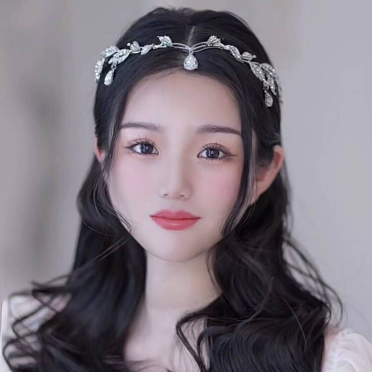 Vương Miện Đội Đầu Cô Dâu Đính Đá Pha Lê Lấp Lánh Hình Giọt Nước